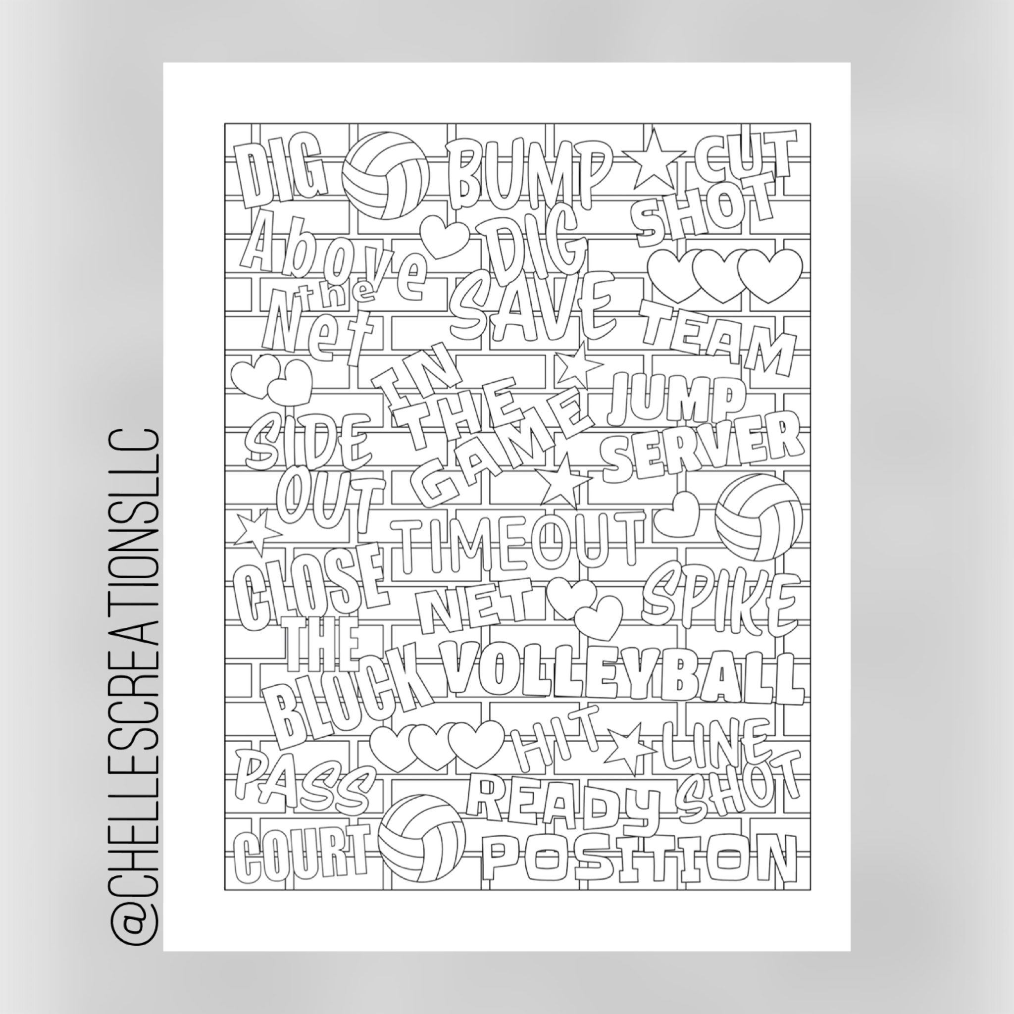 Volleyball Coloring Book for Teens and Adults | CHELLE'S CREATIONS, LLC